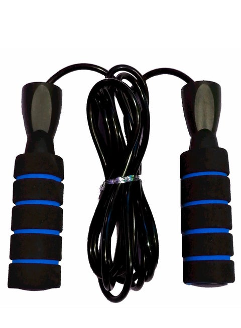 Fully Adjustable Jump Rope With Bearing & Foam Handles - Black/Blue