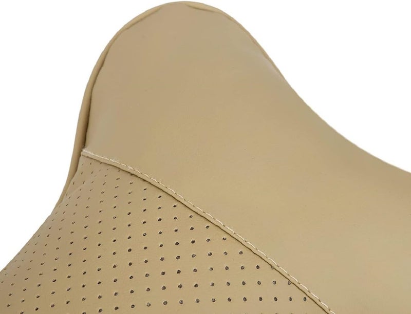 DETACHI Car Neck Rest Pillows Neck Support Headrest Car Pillow Rest Cushion Support & Shoulder for Long Driving Made of Faux Leather with Soft PollyFiber Filling and Elastic Stripes Beige - Image 3