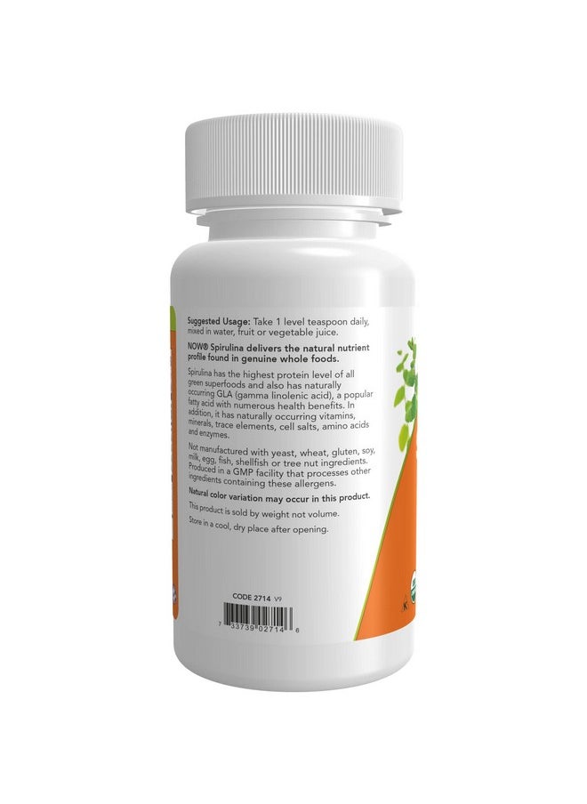 now Supplements Certified Organic Spirulina Powder Rich In Betacarotene (Vitamin A) And B12 With Naturally Occurring Gla & Chlorophyll 1Pound  - Image 4