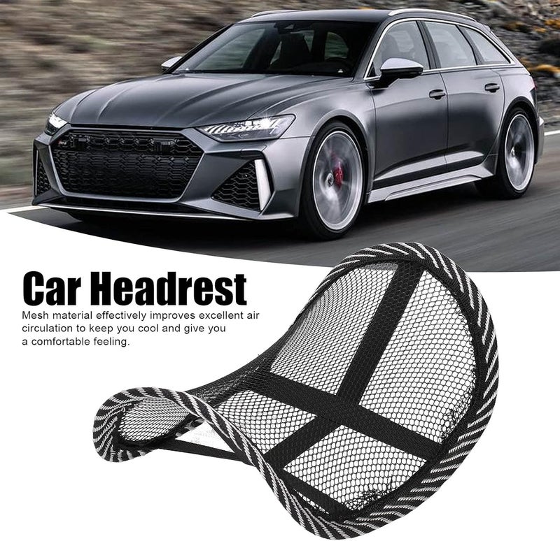 klarako Car Headrest Neck Pillow Relief Neck/Back Pain Neoprene Mesh Ice Silk Ventilation Cushion Interior Accessories (Black) - Image 3