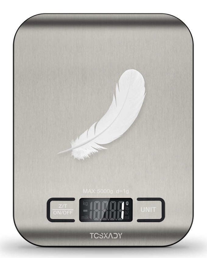 FOOD SCALE 11LB DIGITAL KITCHEN SCALE WITH 6 UNITS LCD DISPLAY AND TARE FUNCTIONCOMPACT DESIGN FOR BAKINGHEALTHY COOKINGMEAL PREP 304 STAINLESS STEEL
