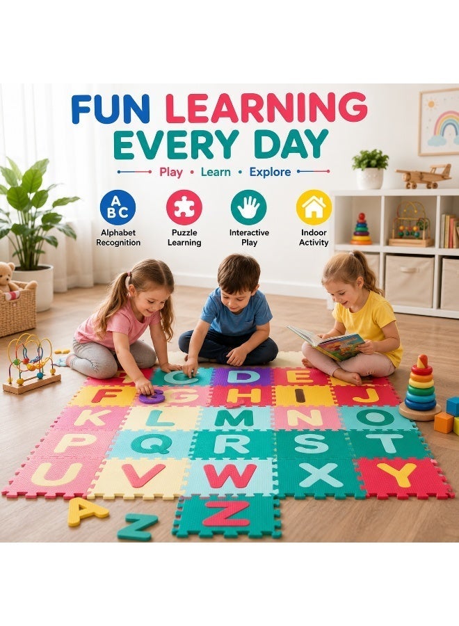 26-Piece Kids Alphabet Puzzle Play Mat, 30 × 30cm Interlocking Foam Floor Play Mat with Removable A–Z Letters, Colorful Educational Activity Mat for Playroom, Nursery, Preschool and Indoor Learning - Image 3