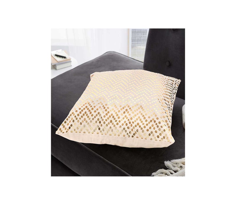 Tchibo Decoration Cushion Print Gold Dots Cover 50 x 50 cm, Cream and Gold - Image 4