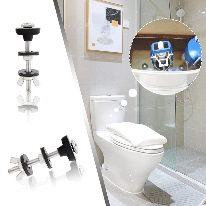 Lovppy Universal Toilet Tank to Bowl Bolts Kit, Heavy Duty Toilet Bolts, Waterproof Stainless and Rubber Washers Gaskets with Extra Long Nut Screw for Fastening (Silver) (2, Short) - Image 5