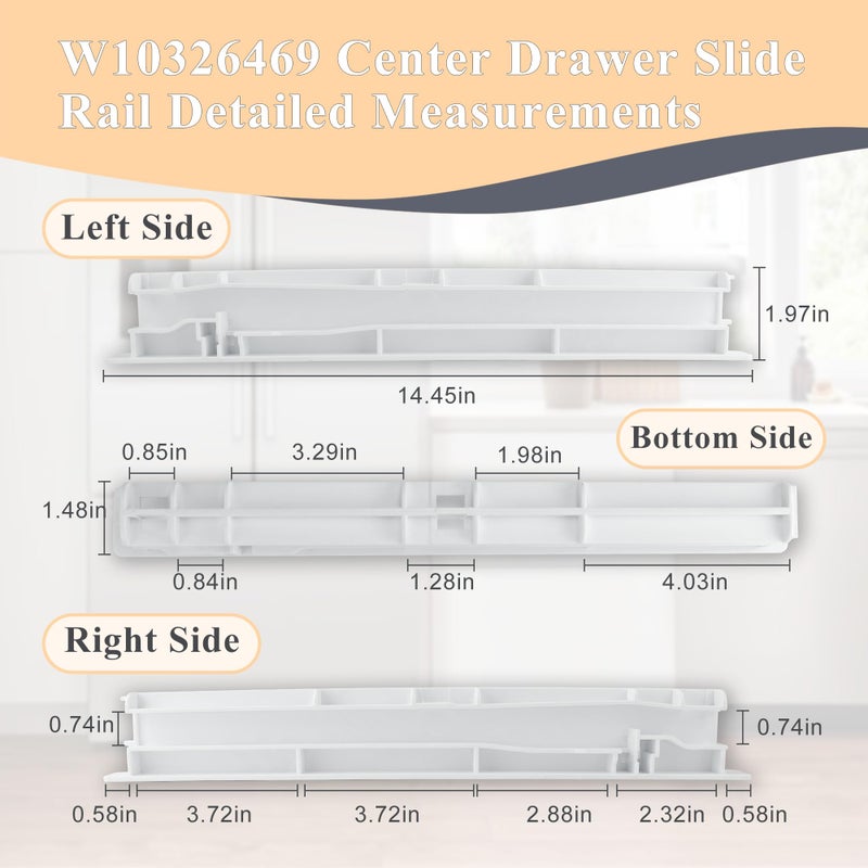 prime&swift W10326469 Center Drawer Slide Rail by prime&swift fit for W-h-ir-l/p-o-o-l Refrigerator Replaces 67004514 8208326 wpw10326469 12796401 W10326469 - Image 2