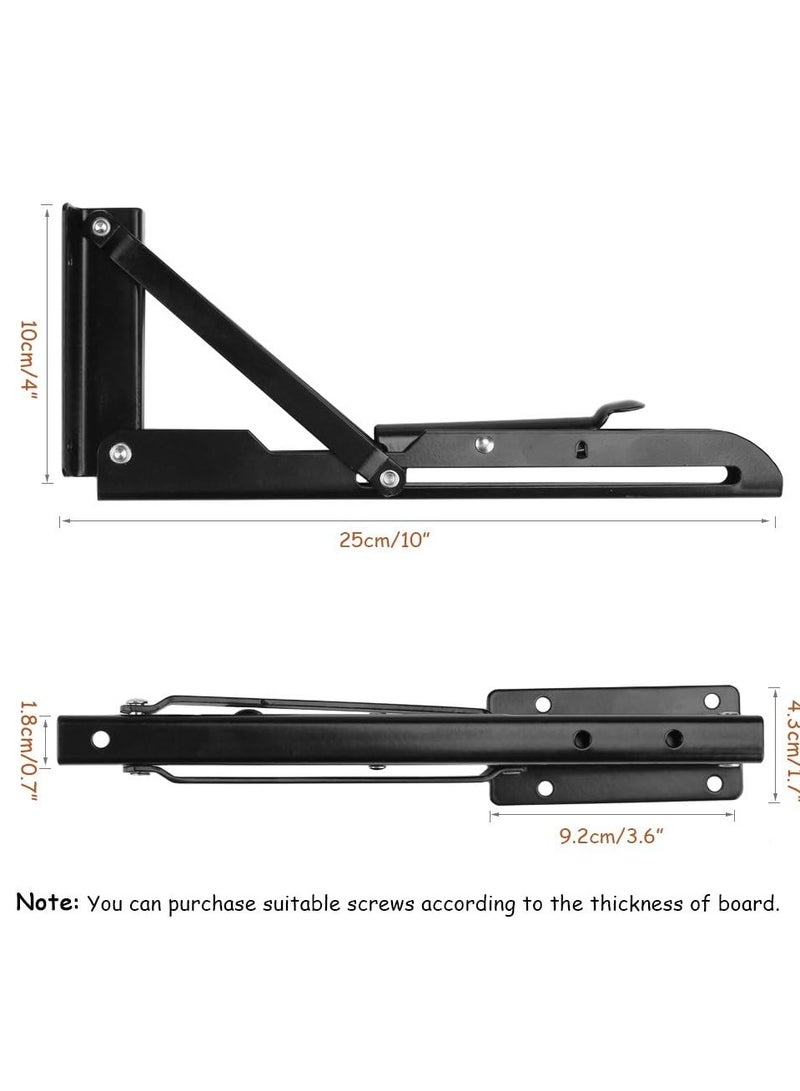 Folding Shelf Brackets Metal Triangle Table Bench Folding Shelf Bracket 10 Inch, 2 Pcs Folding Shelf Hinge Wall Mounted, Max Load 132lb (10 Inch) - Image 4