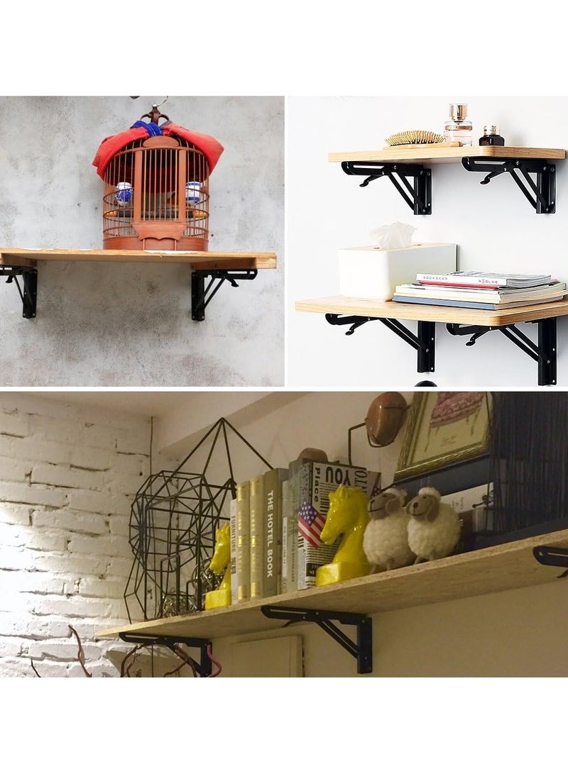 Folding Shelf Brackets Metal Triangle Table Bench Folding Shelf Bracket 10 Inch, 2 Pcs Folding Shelf Hinge Wall Mounted, Max Load 132lb (10 Inch) - Image 5