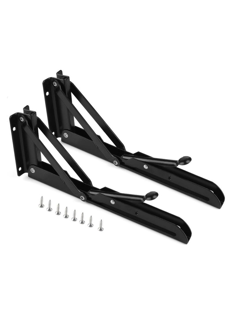 Folding Shelf Brackets Metal Triangle Table Bench Folding Shelf Bracket 10 Inch, 2 Pcs Folding Shelf Hinge Wall Mounted, Max Load 132lb (10 Inch) - Image 1