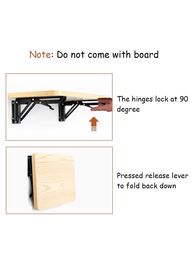 Folding Shelf Brackets Metal Triangle Table Bench Folding Shelf Bracket 10 Inch, 2 Pcs Folding Shelf Hinge Wall Mounted, Max Load 132lb (10 Inch) - Image 3