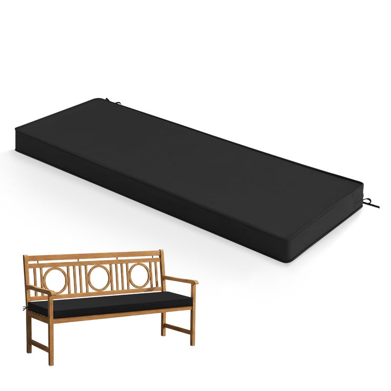 Summsun Outdoor Bench Cushion: Waterproof and Fade Resistant Patio Furniture Cushions - Non-Slip Bench Pad Cushion with Removable Cover for Garden Swing Porch Sofa Settee, 48 x 18 x 3 Inch, Black - Image 1