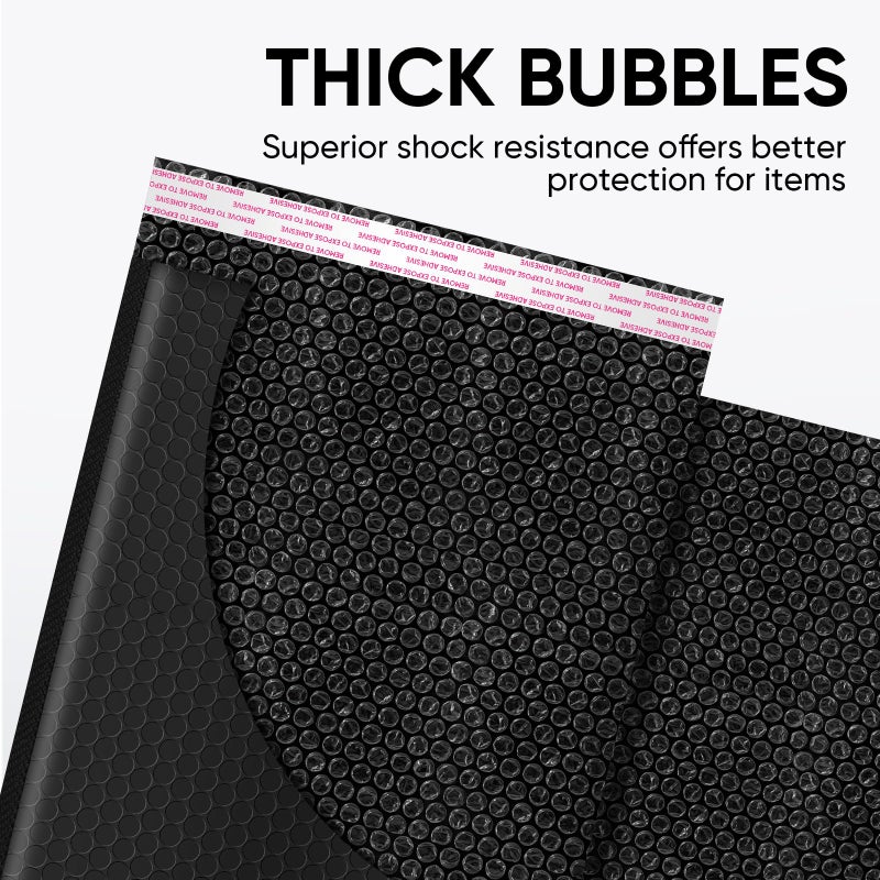 CHMI Black Bubble Mailers 8.5 x 12 Inch 100 Pack, Usable Size 8.25X12 Inch Poly Mailers,Mailing Envelopes,Shipping Mailerï¼ŒOpaque Self Seal Adhesive Waterproof Bags for Packaging and Shipping. - Image 4