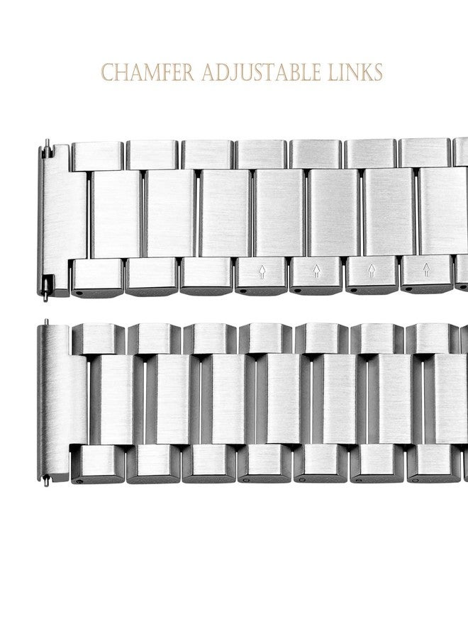 Kai Tian Solid Stainless Steel Watch Strap Metal Band Bracelet 18mm with Double Push Button Buckle - Silver - Image 4