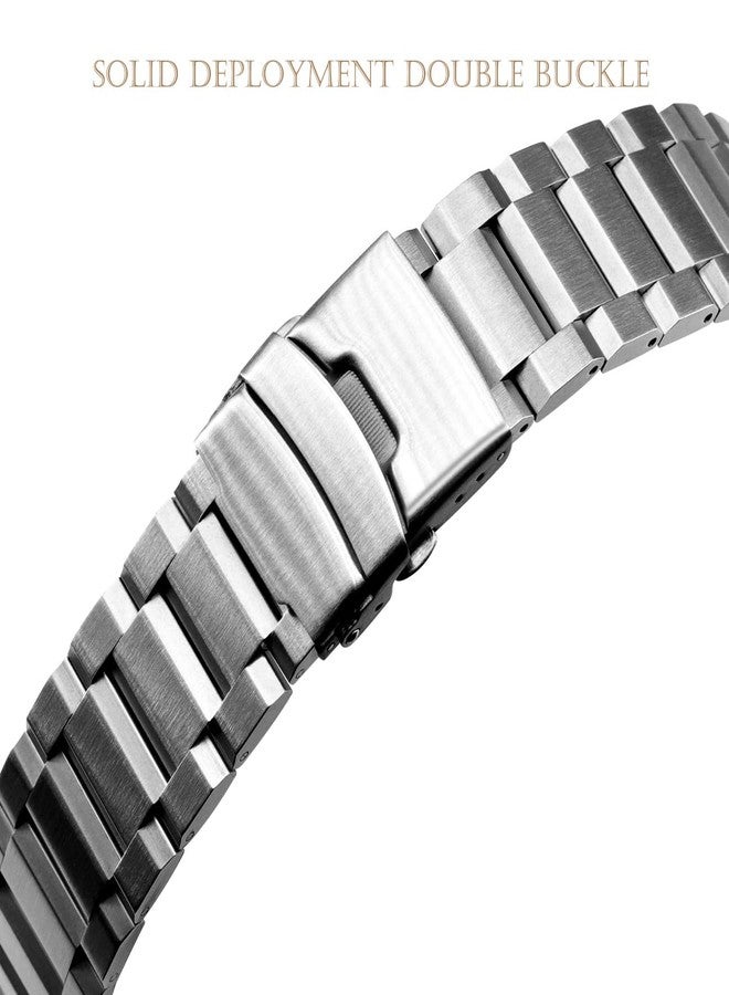 Kai Tian Solid Stainless Steel Watch Strap Metal Band Bracelet 18mm with Double Push Button Buckle - Silver - Image 3