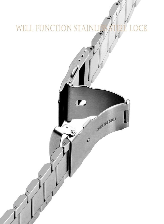Kai Tian Solid Stainless Steel Watch Strap Metal Band Bracelet 18mm with Double Push Button Buckle - Silver - Image 5