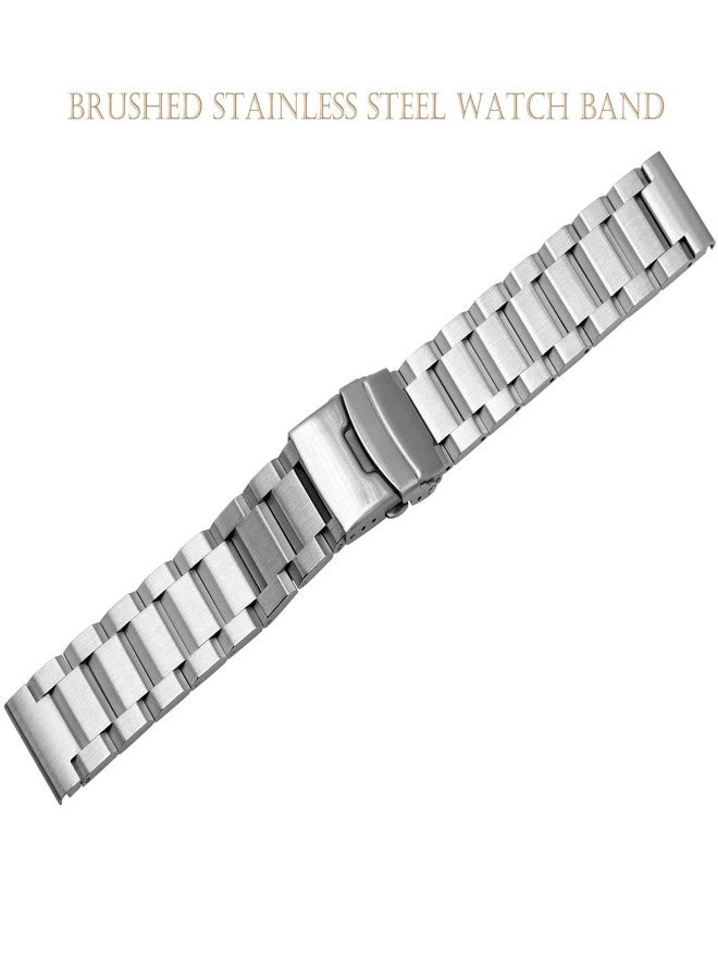Kai Tian Solid Stainless Steel Watch Strap Metal Band Bracelet 18mm with Double Push Button Buckle - Silver - Image 2
