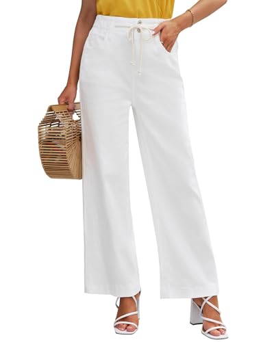 GRAPENT Women's Jeans for Women High Waisted Bootcut Jeans for Women High Waisted Womens Baggy Rise Bootcut Color Brilliant White Size 8 Size 10 - Image 1