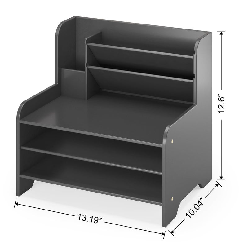 Wisuce Essentials Bamboo Desk Organizer Mail Holder Countertop Letter Tray File Desktop Mail Holder Countertop Organizer for Desktop Letter Sorter Paper File Storage for School Home Office Supplies - Image 3