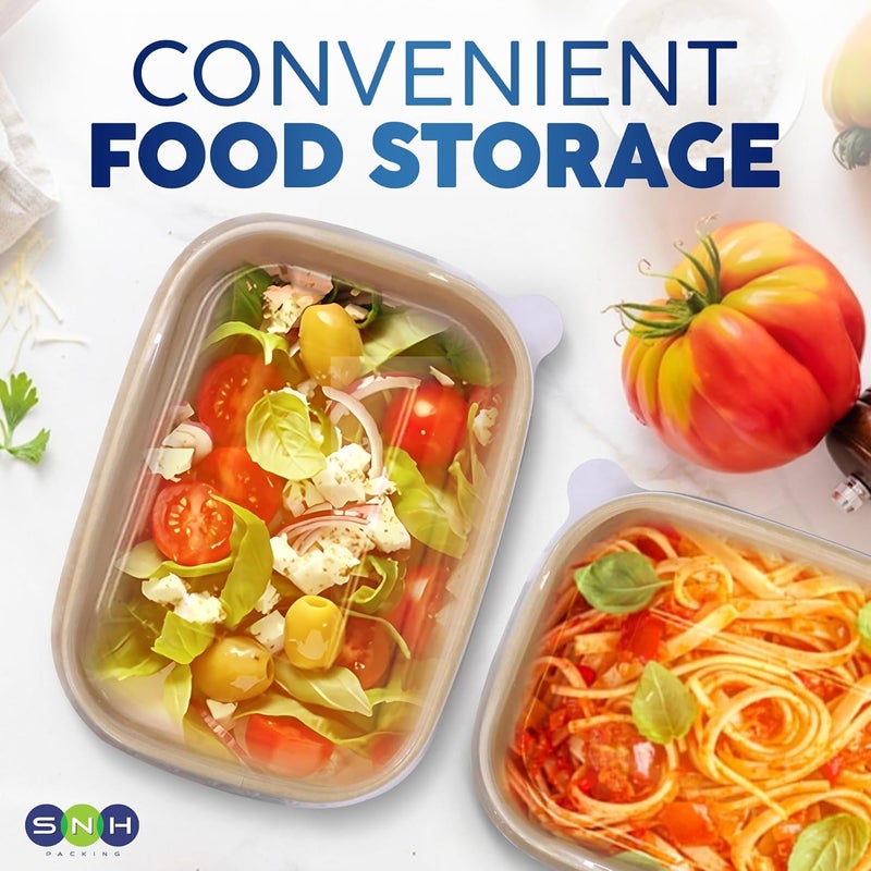 SNH Packing Disposable 10-Pack Kraft Paper Containers 650 ml with Lid, Rectangular Disposable Bowls, Sturdy Food Salad Containers, Eco-Friendly Takeaway Lunch Boxes, Microwave Safe, Heavy Duty Meal Prep Box - Image 3