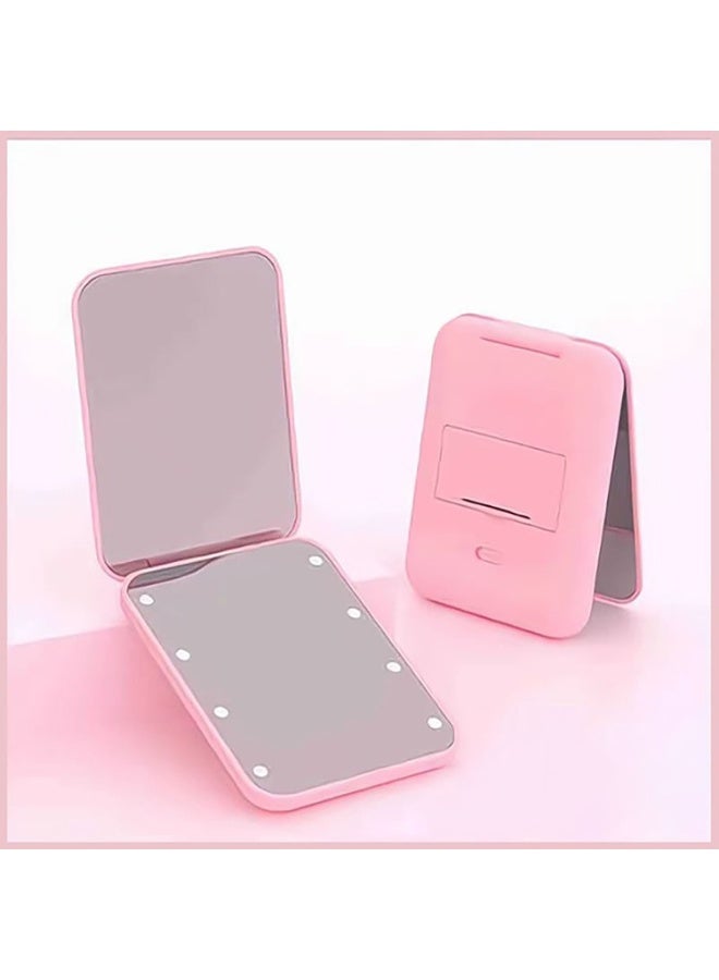Relex Pocket Mirror, 1X & 3X Magnification LED Compact Travel Makeup Mirror With Light, 2-Sided, Portable, Folding, Handheld (Pink) - Image 1