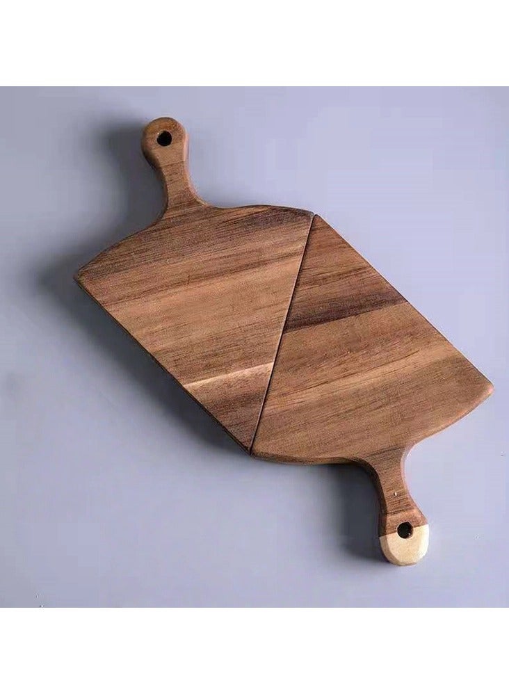 عام صينية بيتزا محمولة بأقسام غير منتظمة، مصنوعة من خشب الأكاسيا، متعددة الاستخدامات لتقديم الفواكه، السوشي، شرائح اللحم، والأجبان، بتصميم غربي أنيق. - Image 4
