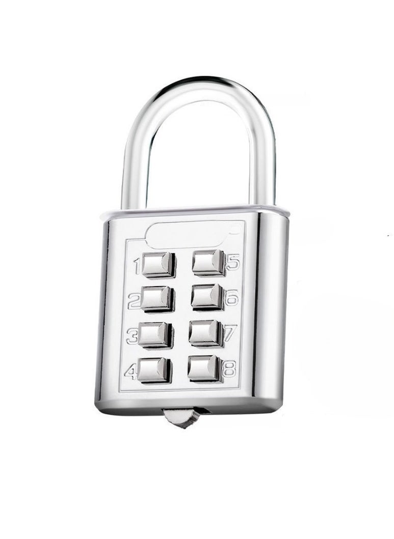 Generic - Combination Lock, 8 Digits Password Code Combination Padlock, Ergonomic Design Durable Smart Lock, Compact And Portable Anti Theft Lock For Door Luggage Travel, (1pc, Silver) - Image 1