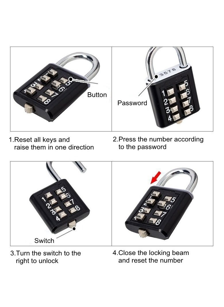 Generic - Combination Lock, 8 Digits Password Code Combination Padlock, Ergonomic Design Durable Smart Lock, Compact And Portable Anti Theft Lock For Door Luggage Travel, (1pc, Silver) - Image 1