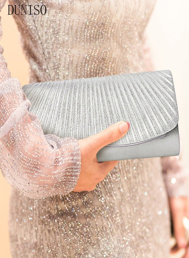 DUNISO Women Shiny Glitter Evening Clutch Crossbody Bag Envelope Handbag Chain Purse for Wedding Formal Cocktail Party  - Image 1