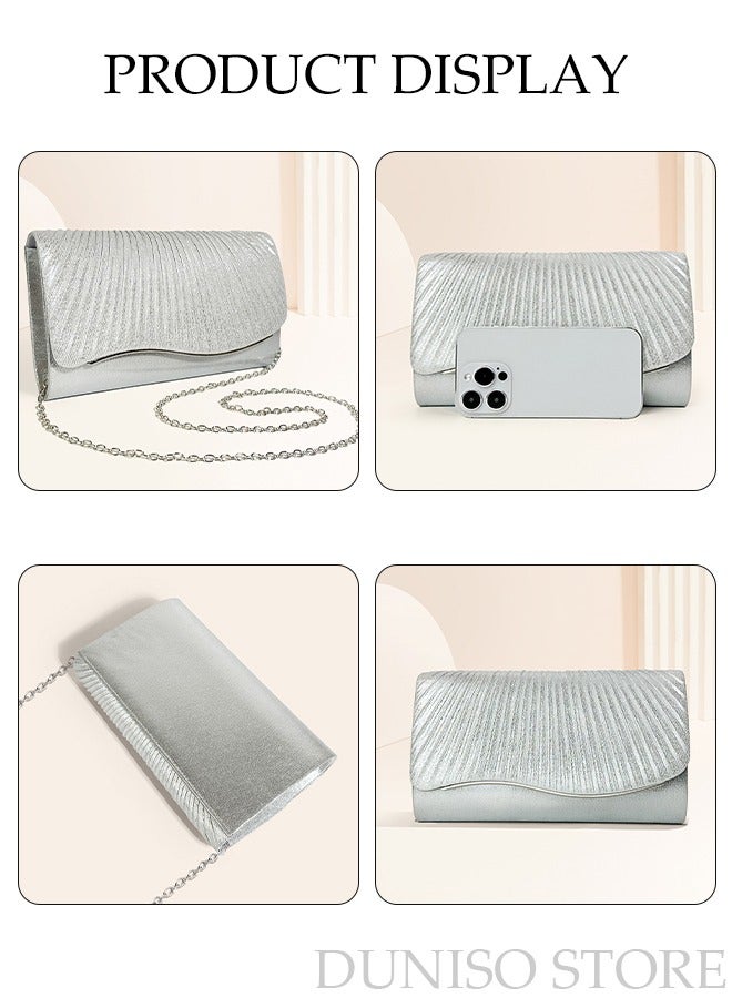DUNISO Women Shiny Glitter Evening Clutch Crossbody Bag Envelope Handbag Chain Purse for Wedding Formal Cocktail Party  - Image 5