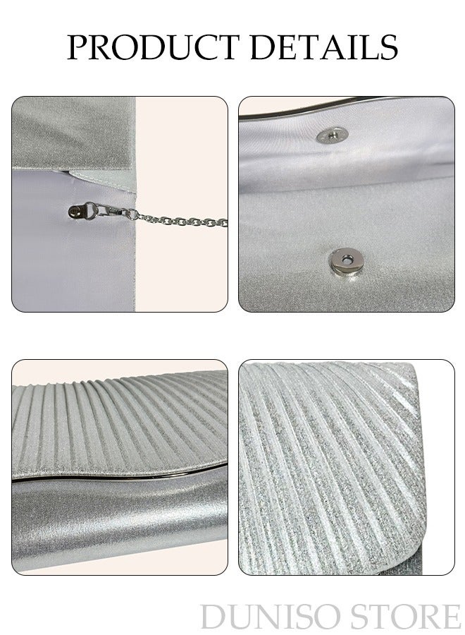 DUNISO Women Shiny Glitter Evening Clutch Crossbody Bag Envelope Handbag Chain Purse for Wedding Formal Cocktail Party  - Image 3