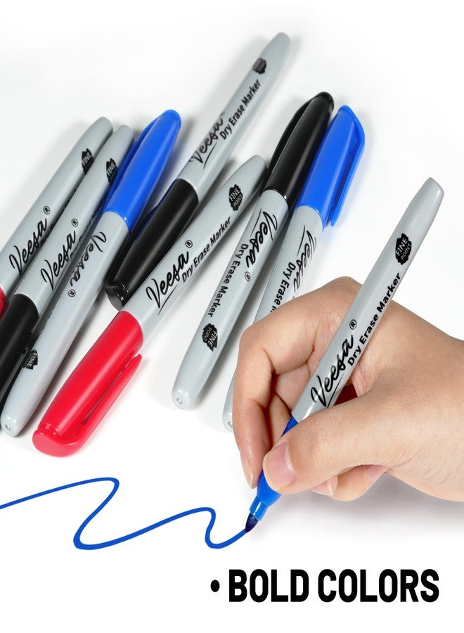VEESA Dry Erase Markers (Black Red Blue), Fine Tip, 75 Count Low-Odor Whiteboard Marker Pens for Office School Home - Image 3