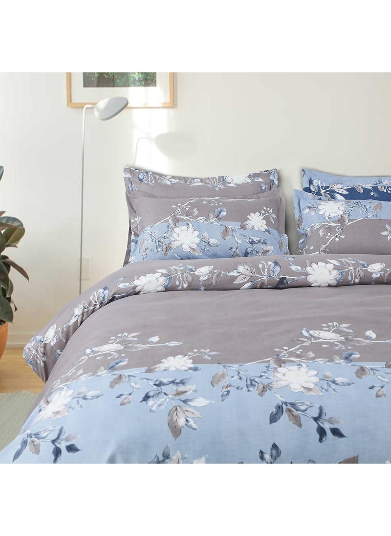 Ab Home Decor Ab Home Decor Glace Cotton Bedsheets for Double Bed King Size with 2 Pillow Covers 90x100 Inches Blue Leaf  - Image 2
