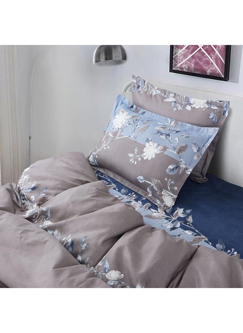 Ab Home Decor Ab Home Decor Glace Cotton Bedsheets for Double Bed King Size with 2 Pillow Covers 90x100 Inches Blue Leaf  - Image 4