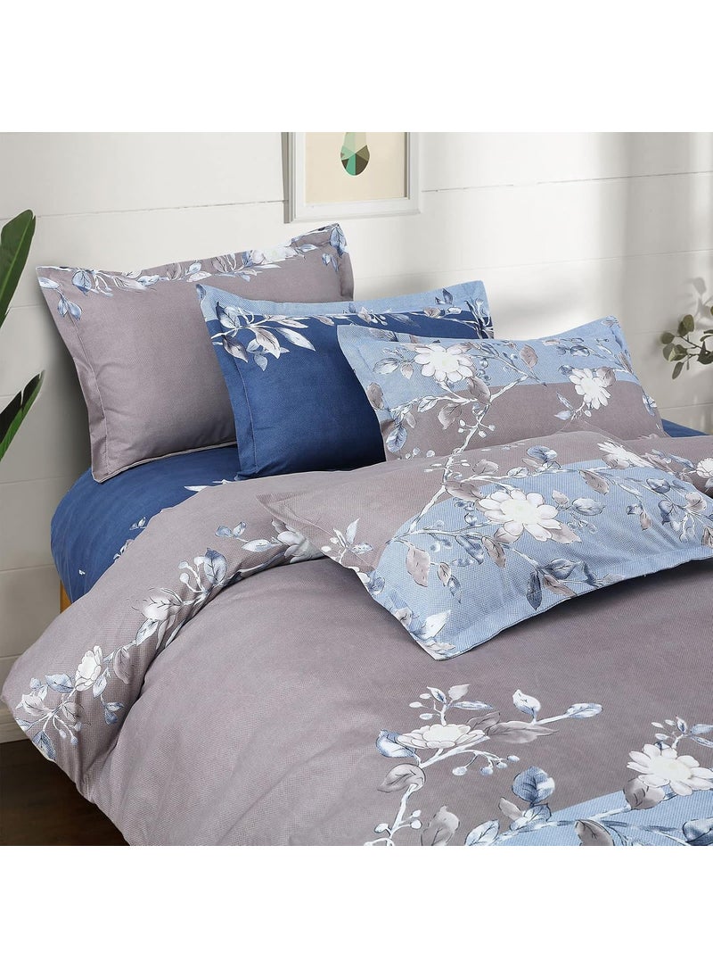 Ab Home Decor Ab Home Decor Glace Cotton Bedsheets for Double Bed King Size with 2 Pillow Covers 90x100 Inches Blue Leaf  - Image 3