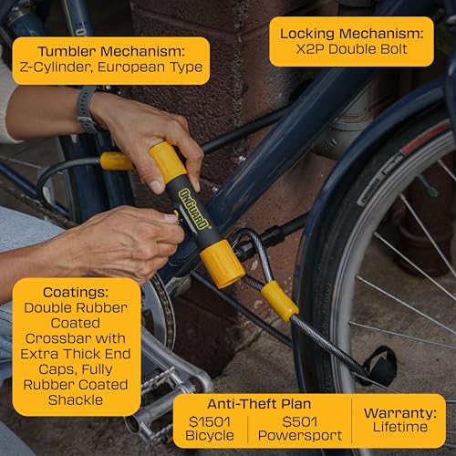 OnGuard Bulldog LS U-Lock – 13 mm Hardened Steel Shackle with X2P Double Bolt Lock, Z-Cylinder Core & Extended 340 x 175 mm Frame – Includes 5 Keys (1 LED) & Universal Mount Bracket for Bikes - Image 4