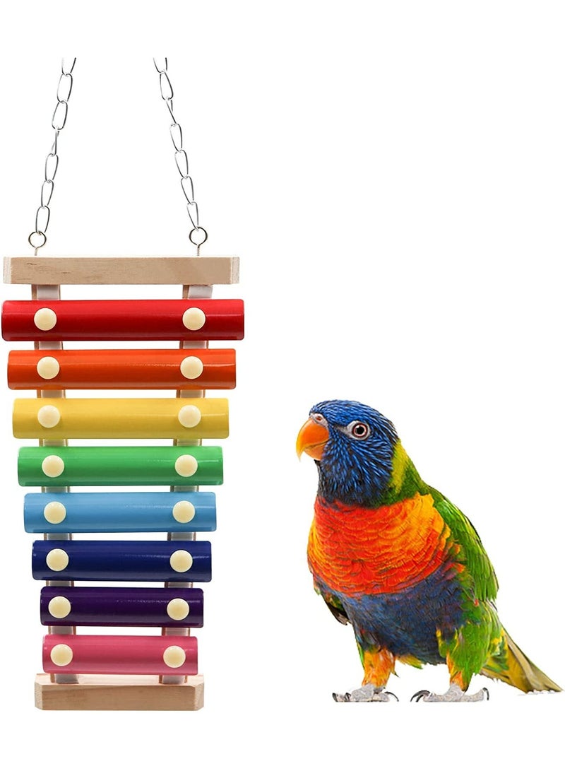 KASTWAVE Colorful Bird Xylophone Toy, Funny Xylophone Toy with 8 Metal Keys, Bird Cage Toy Accessories for Chicken Bird Parrot Parrot Parakeet Budgies Love Birds - Image 1