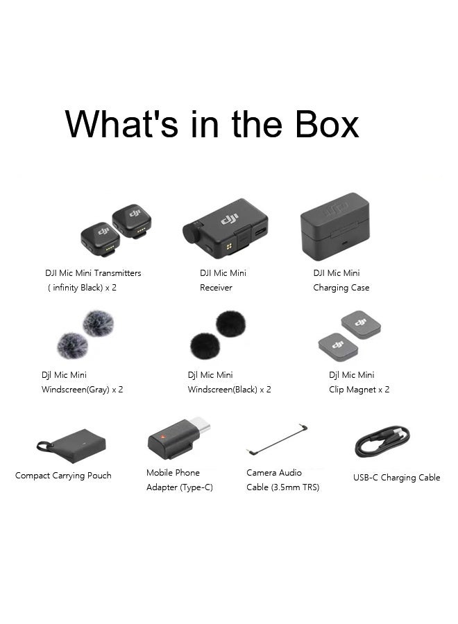 Dji World DJI ميكروفون ميني (2 TX + 1 RX + حالة الشحن) أسود - Image 1