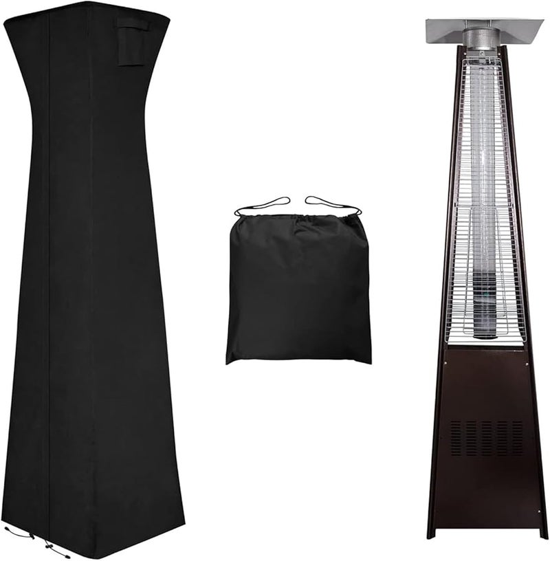 Black Waterproof UV Resistant Pyramid Patio Heater Cover with Zipper Easy Installation - Image 1