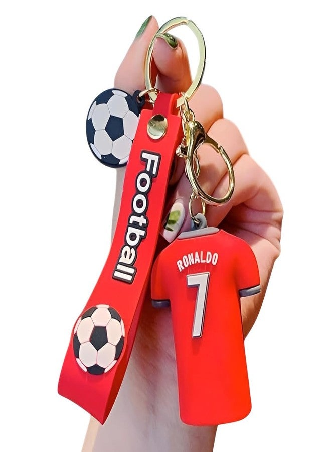 Unyks Star Cartoon Keychains for Girls & Boys - Cute Silicone Keyring Accessories for Kids, Fun Charms for Backpack, Purse, Car - Kawaii Key Holder Gift for Birthday (Ronaldo Tshirt) - Image 1