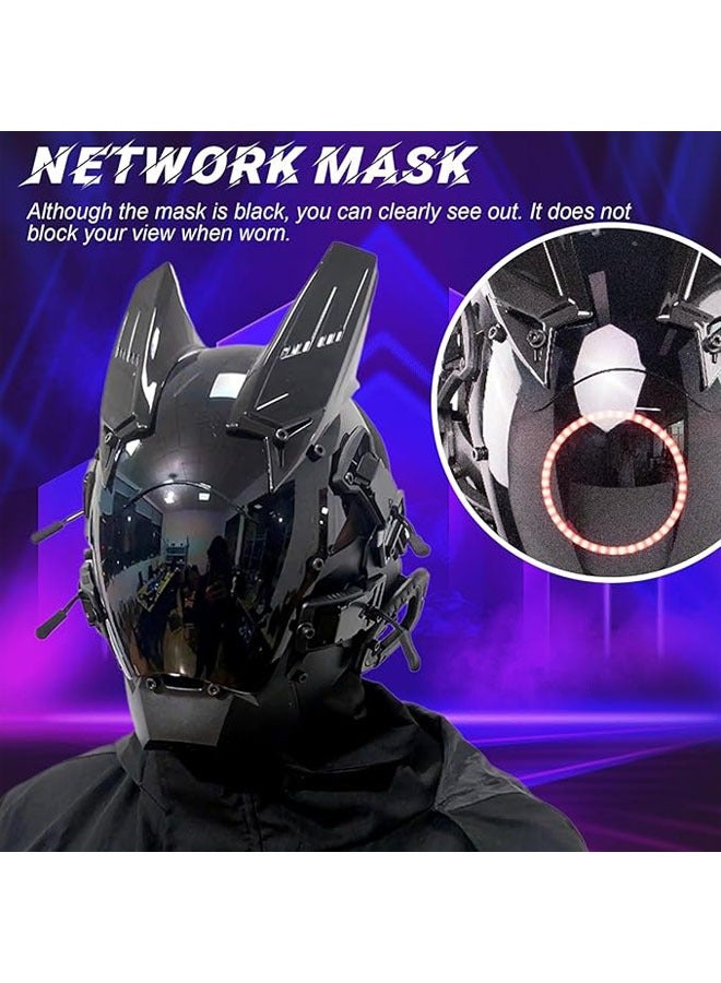 general Cyberpunk Robot Glowing Mask - Gothic Cyberpunk Adult Helmet, LED Mask, Futuristic Punk Tech, Role Playing, Cosplay Party Mask, Music Festival - Image 2