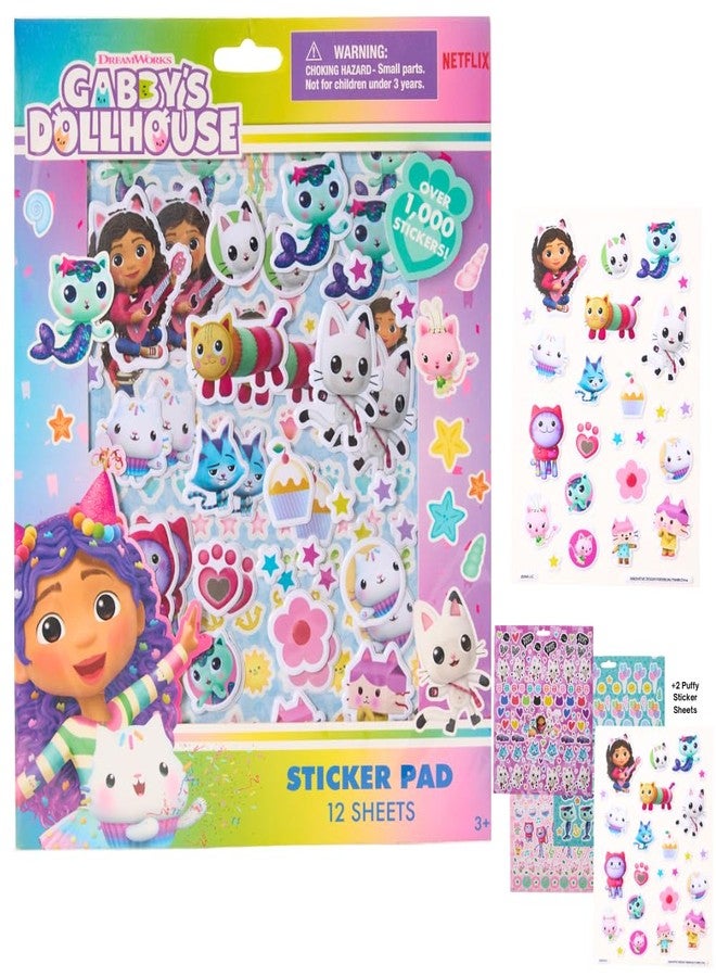 Innovative Designs Gabby's Dollhouse Sticker Book Set, 12 Sheets with 1000+ Puffy Stickers Gabby, Mericat, Cakey, Pandy Paws - Image 1