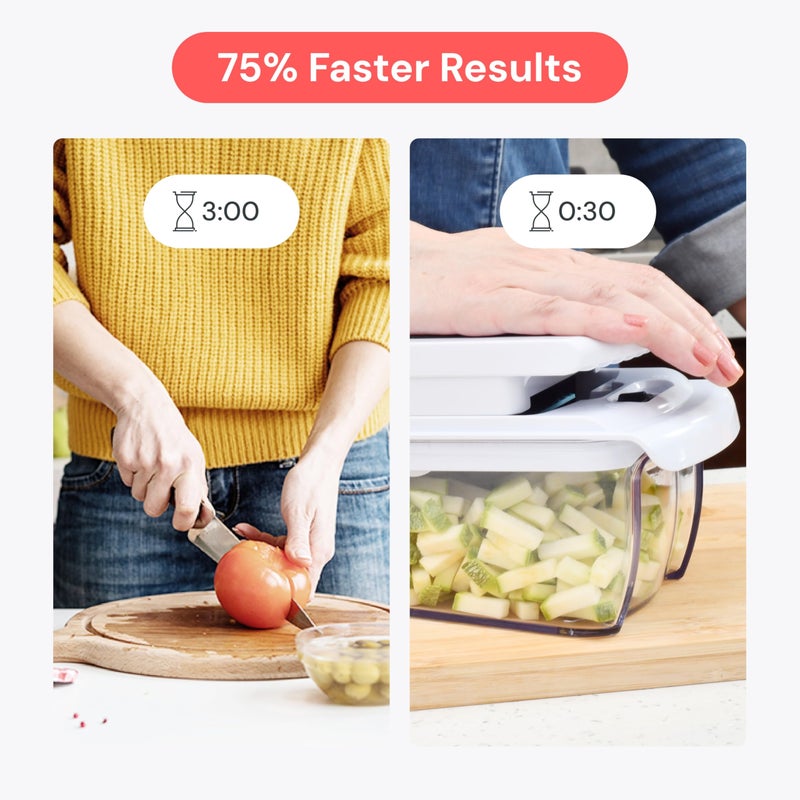 Fullstar All in One Vegetable Chopper and Mandoline Slicer - Food Chopper with Container and Julienne Slicer, Fruit Slicer, Veggie Cutter, Kitchen Gadgets & Gift for Mom (8 in 1, White) - Image 3