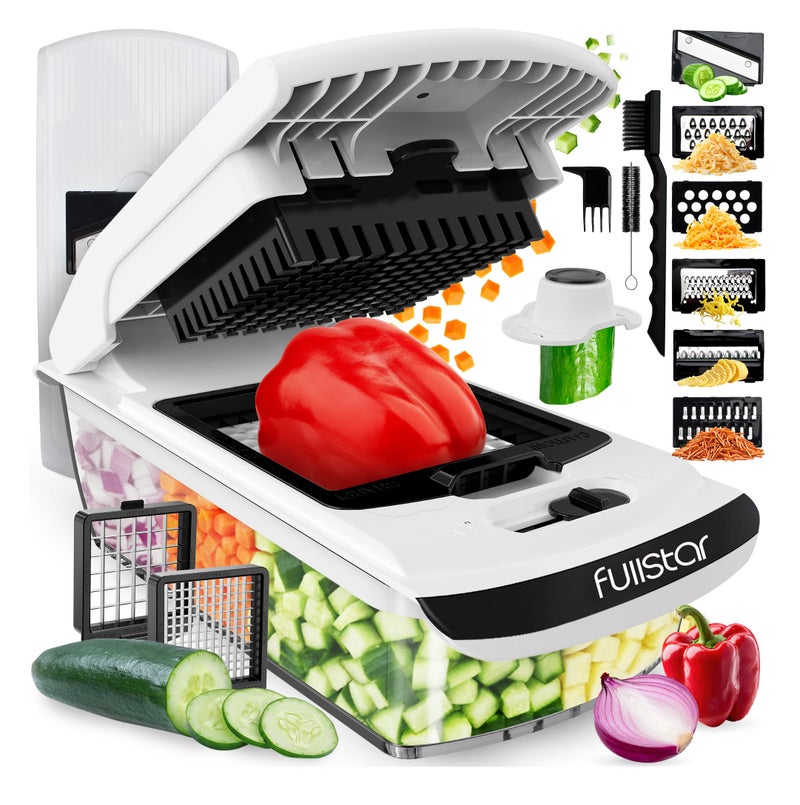 Fullstar All in One Vegetable Chopper and Mandoline Slicer - Food Chopper with Container and Julienne Slicer, Fruit Slicer, Veggie Cutter, Kitchen Gadgets & Gift for Mom (8 in 1, White) - Image 1