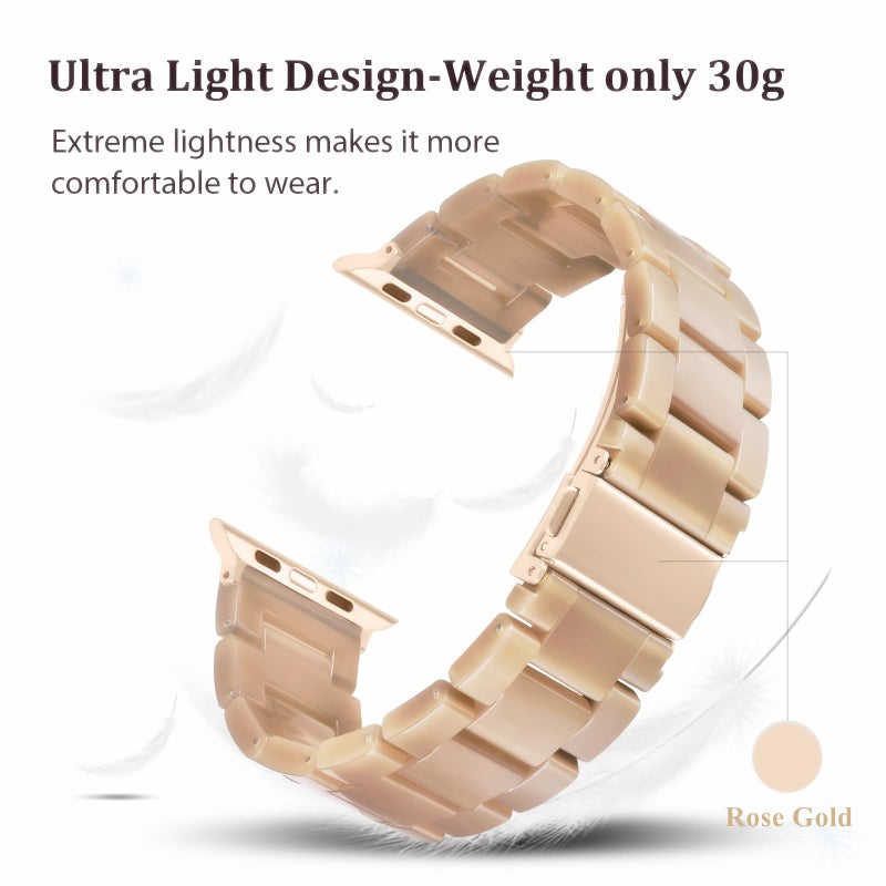 V-MORO Lightweight Bands Compatible with Apple Watch Series 11/10/9/8/7 38/40/41/42mm Fashion Cute Bracelet Band Rose Gold Stainless Steel Buckle Watch Strap for iwatch Series SE/6/5/4/3/2/1,Caramel - Image 4