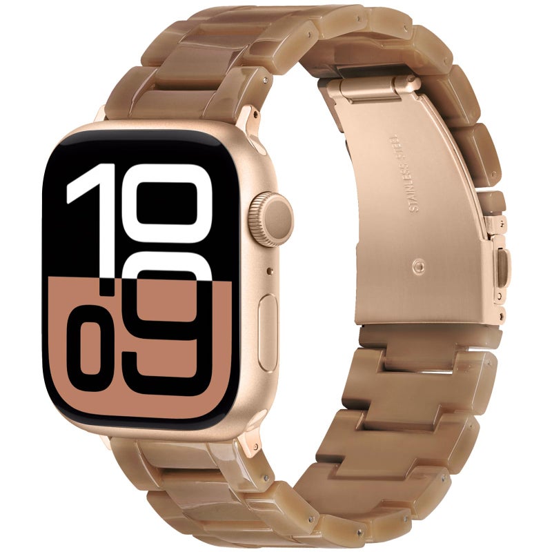 V-MORO Lightweight Bands Compatible with Apple Watch Series 11/10/9/8/7 38/40/41/42mm Fashion Cute Bracelet Band Rose Gold Stainless Steel Buckle Watch Strap for iwatch Series SE/6/5/4/3/2/1,Caramel - Image 1