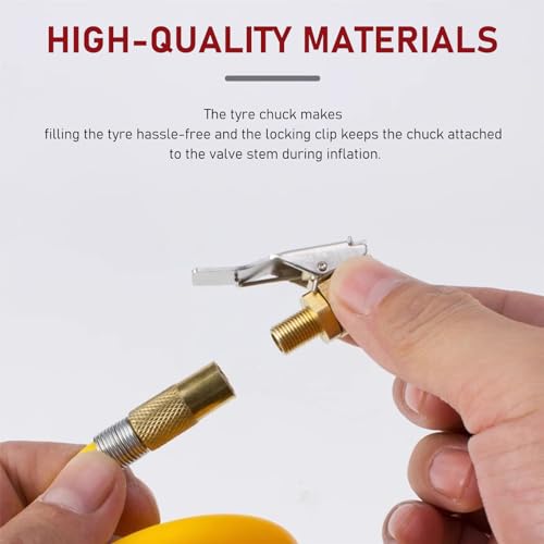 Suvnie 2PCS Tire Air Chuck with Clip Adapter, Brass Locking Tire Inflator Nozzle Adapter Connect Tool, No Air Leakage Locking Tire Chuck for Inflator Compressor Pump, Car Accessories - Image 4