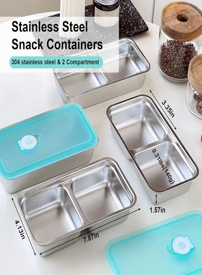 Stavae Reusable Stainless Steel Dual Compartment Snack Containers, Leakproof Food Carriers for Sports, Snacks, Dips, Takeout, Travel, and Outdoor Camping (1) - Image 2