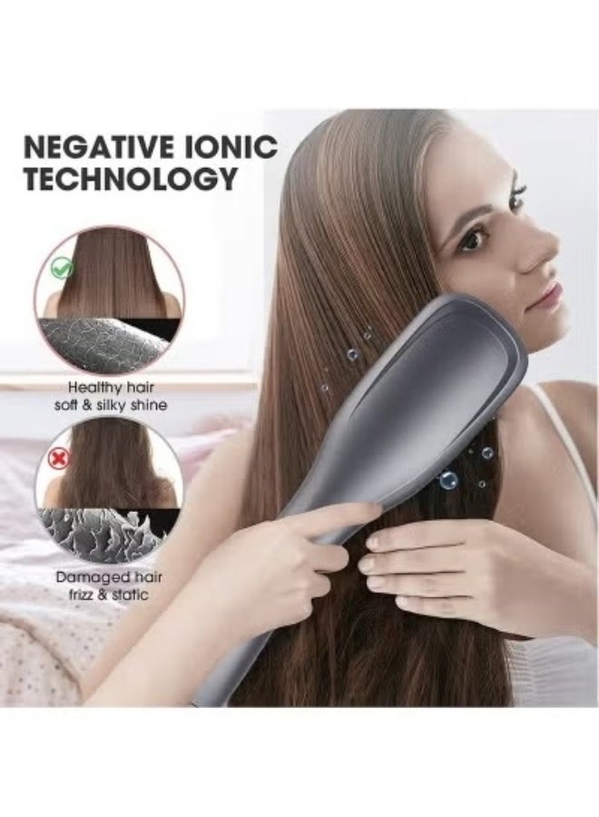 M.A&F's 3 in 1 Hair Dryer Brush & Straightener Brush, Professional 1200W Powerful Ceramic Tourmaline Ionic Hot Air Brush, 3 Heat/2 Speed Settings One-Step Hair Dryer and Styler grey - Image 3