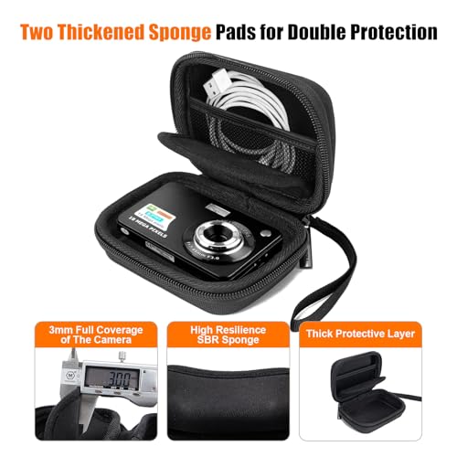 Cwatcun Carrying & Protective Case for Digital Camera, Small Camera Pouch for AbergBest 2.7" LCD Kodak Pixpro/Canon PowerShot ELPH 180/190 / DSCW830 Travel Cameras, Waterproof Shockproof Case - Black - Image 4