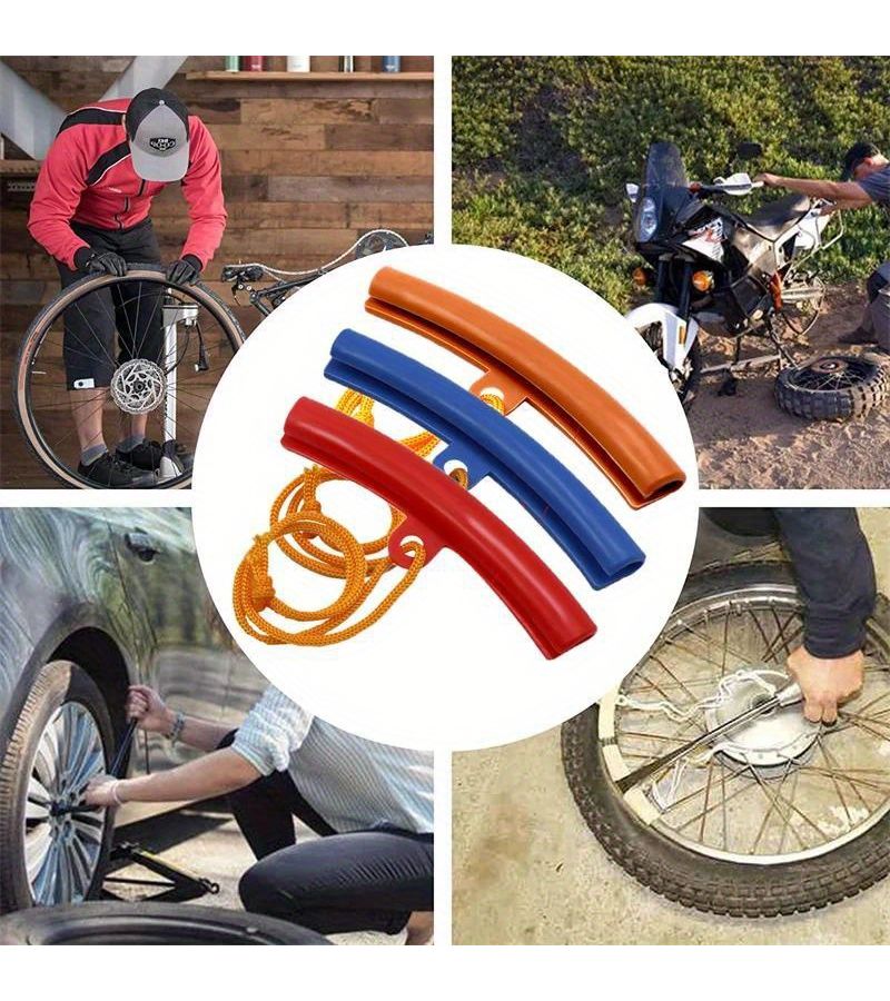 Blue 3pcs Car Motorcycle Wheel Rim Protector Tire Change Tool - Image 1