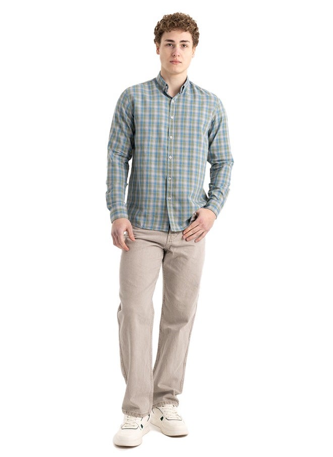 clever - Shirt Men's, Stylish, Oxford Cotton ,khaki, Multicolor - Image 1